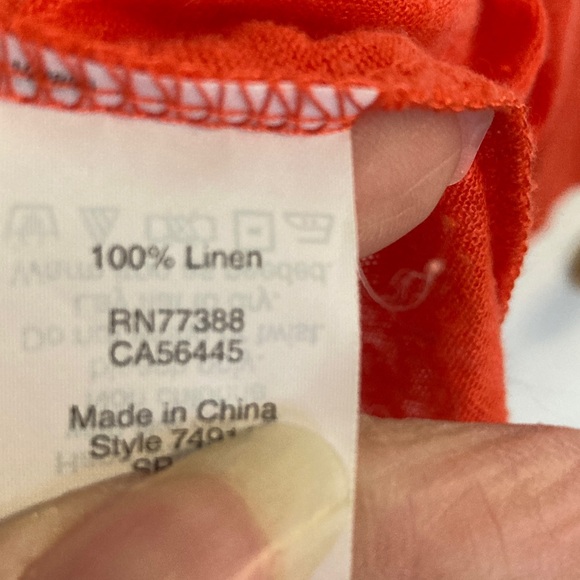 J. Crew Dark Orange 100% Linen Burnout Tee - Picture 4 of 7